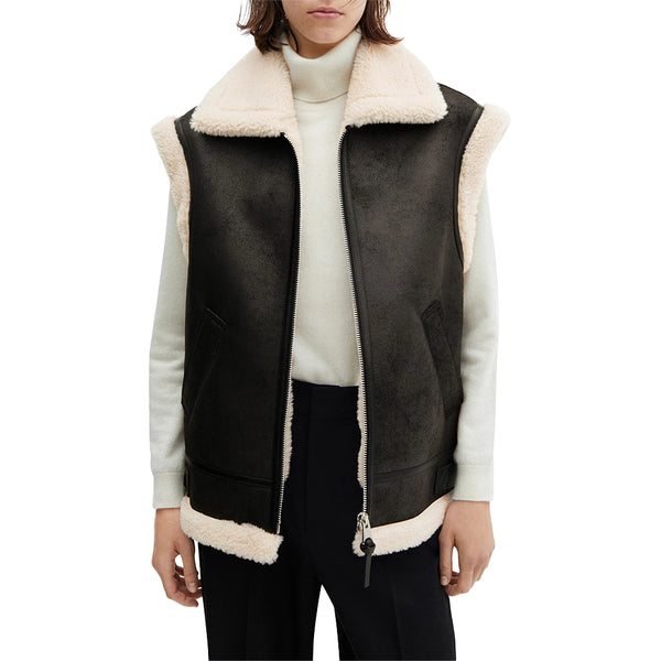 Ballie Black Shearlng Leather Vest