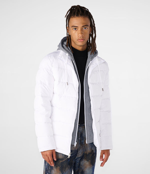 Hooded Puffer Jacket With Bib