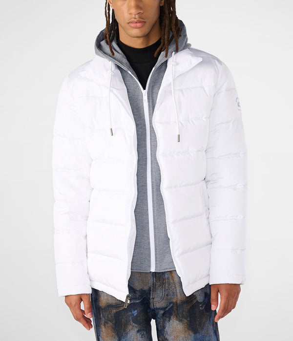 Hooded Puffer Jacket With Bib