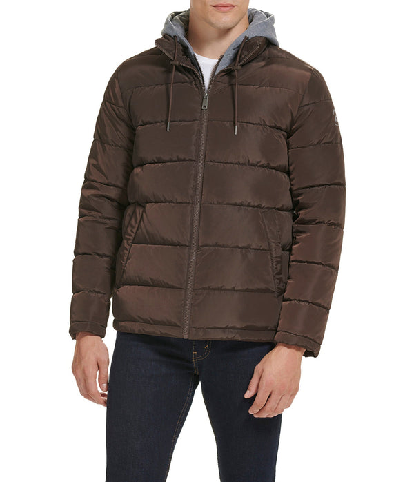 Hooded Puffer Jacket With Bib