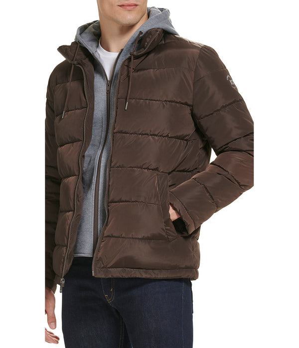 Hooded Puffer Jacket With Bib