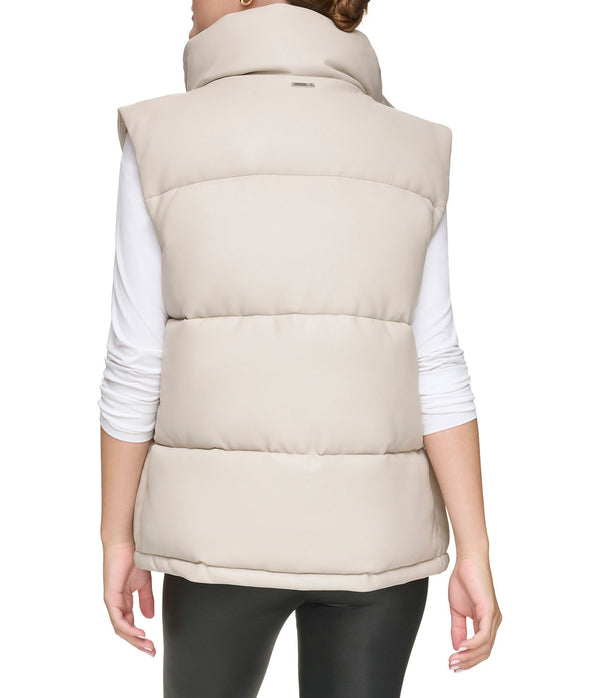 Faux Leather Puffer Vest