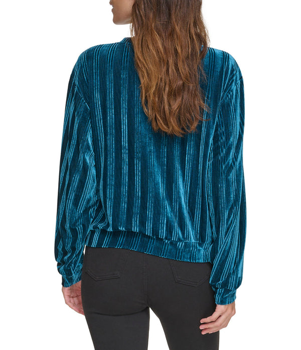 Ribbed Velvet Long Sleeve Top