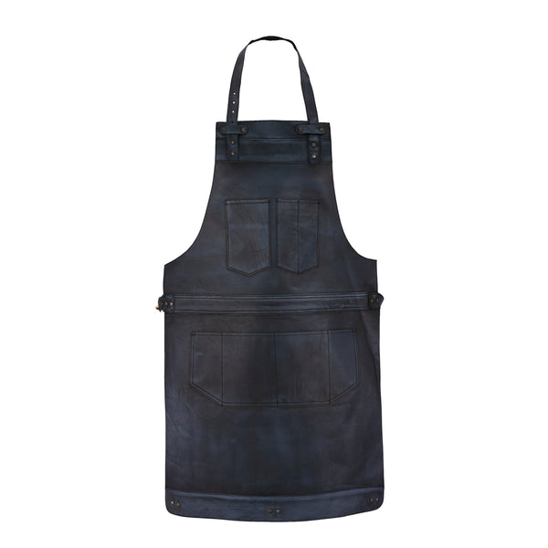 The Surrey Black Wax Full Grain Leather Bib Apron