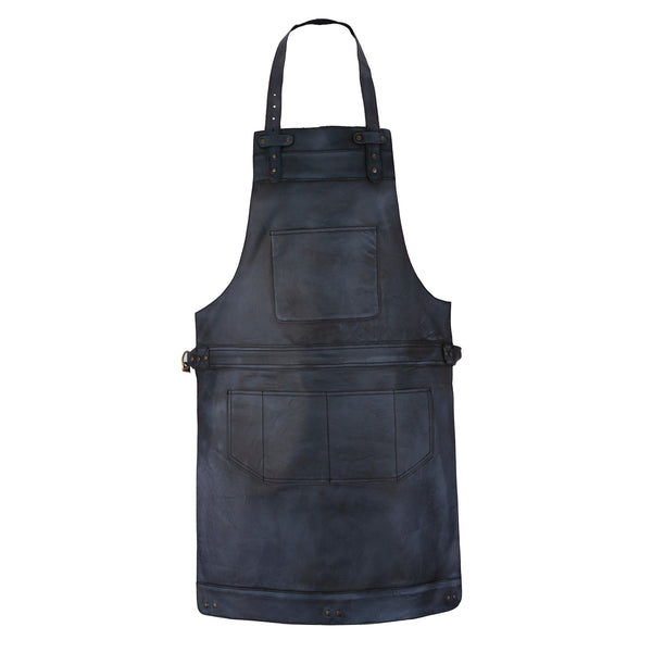 The Devon Black Wax Full Grain Leather Bib Apron