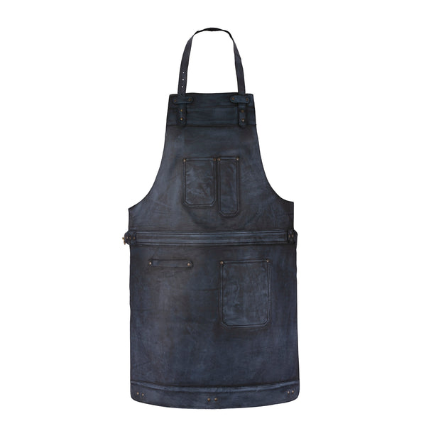 The Northamptonshire Black Wax Full Grain Leather Bib Apron