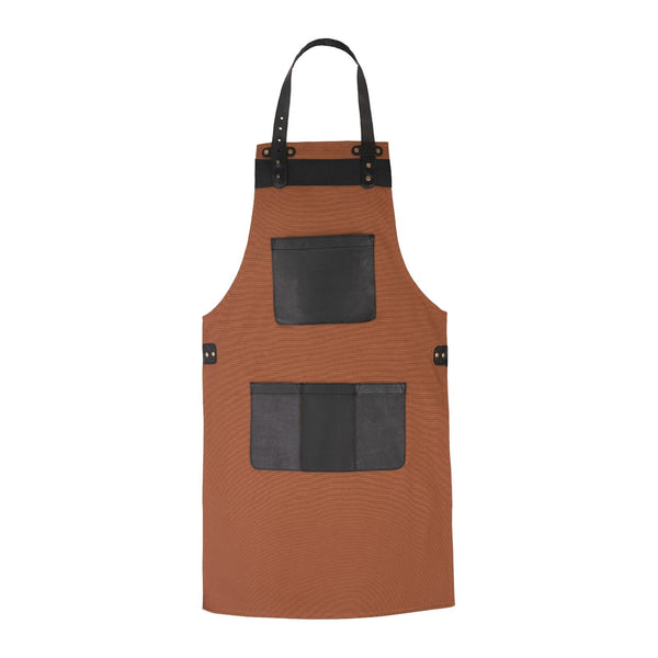 The Merseyside Brown Canvas Black Leather Pocket Apron