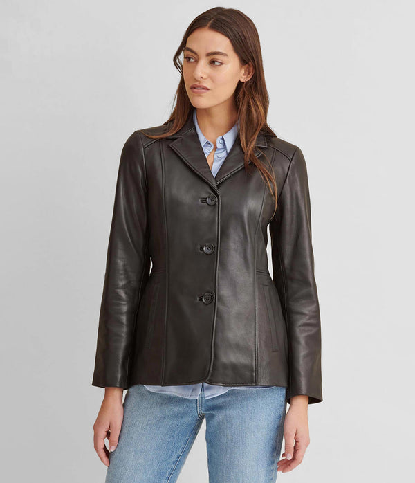 Notch Collar Leather Jacket