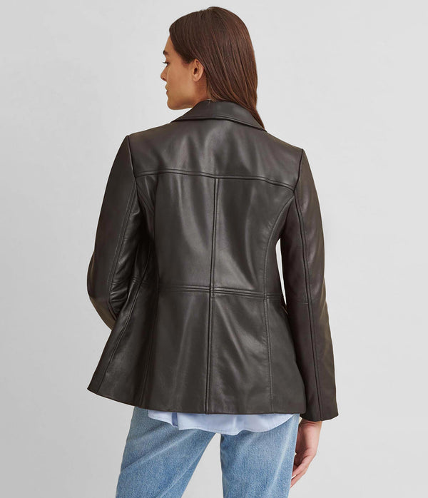 Notch Collar Leather Jacket