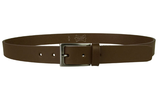 Dark Brown Leather Belt With Gun Metal Buckle