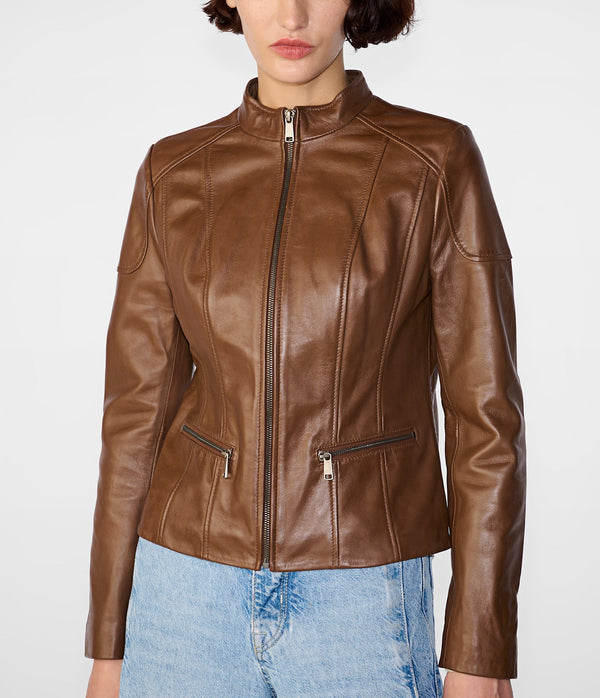 Caitlin Scuba Leather Jacket