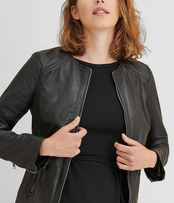 Leather Jacket With Side Stitching