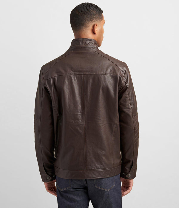 Leather Racer Jacket With Bib