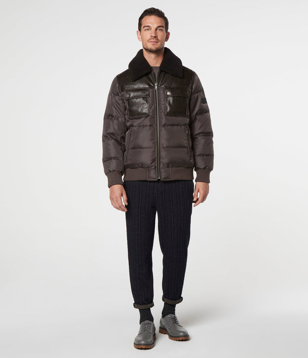 Beaumont Fabric Blocked Bomber With Faux Sherpa