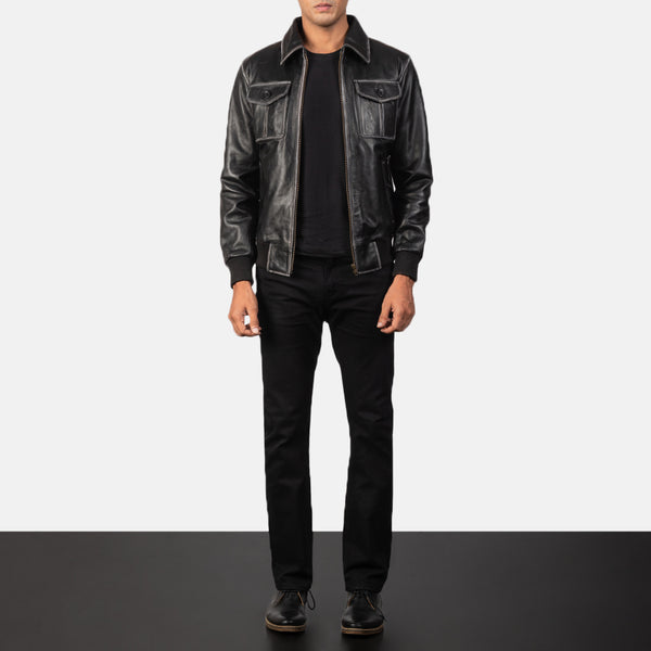 Aaron Leather Bomber Jacket