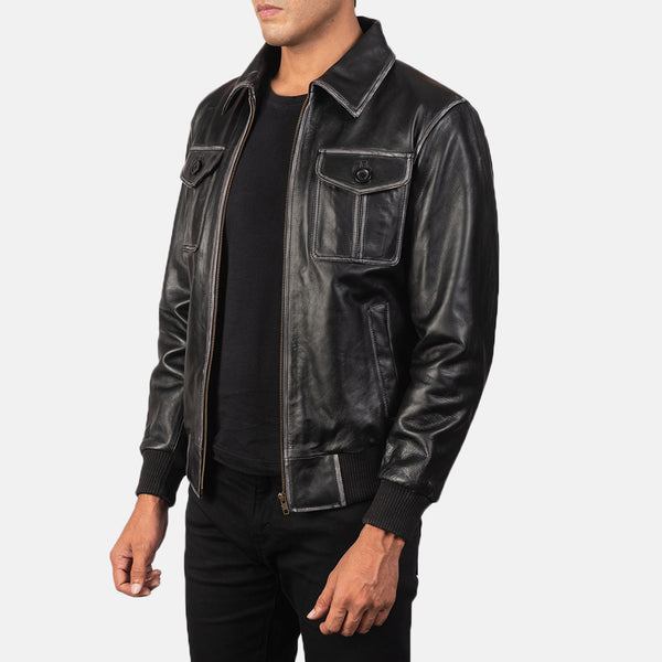 Aaron Leather Bomber Jacket