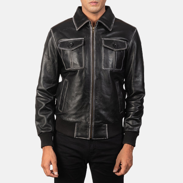 Aaron Leather Bomber Jacket