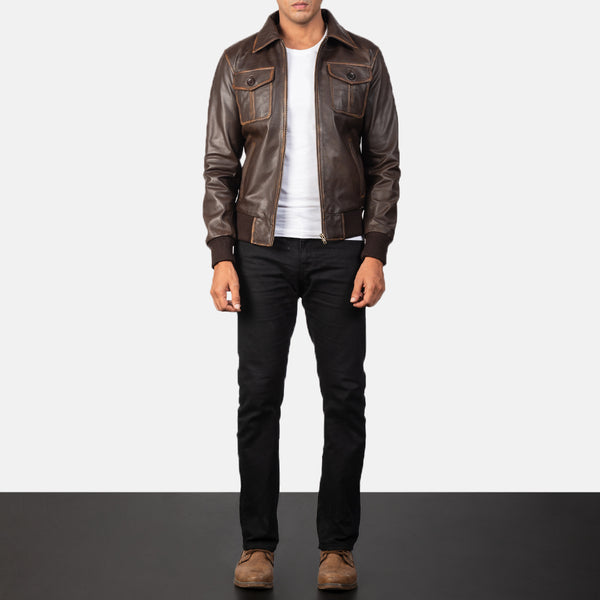 Aaron Leather Bomber Jacket