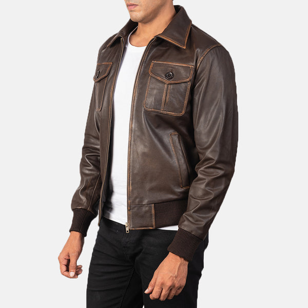 Aaron Leather Bomber Jacket