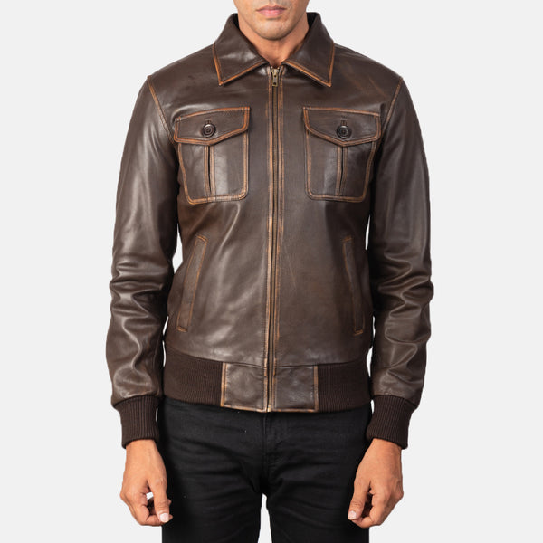 Aaron Leather Bomber Jacket