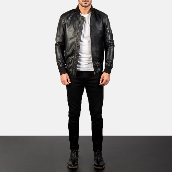 Bomia Ma-1 Leather Bomber Jacket