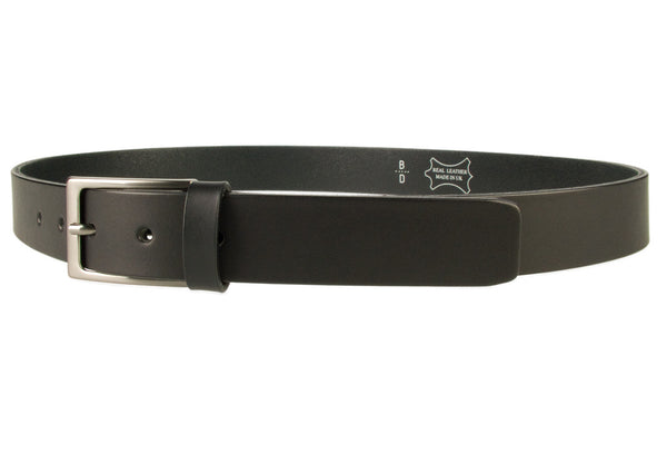 Mens Black Leather Belt With Gun Metal Buckle