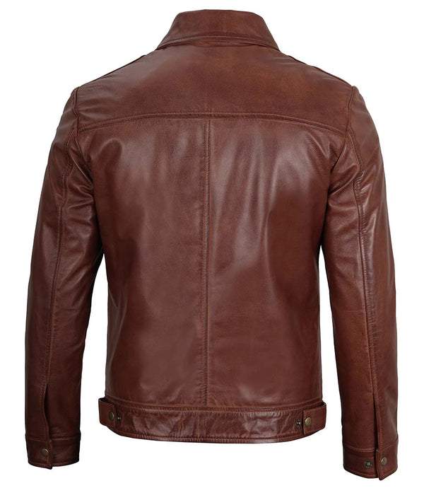 Reeves Men's Harrington Brown Real Leather Jacket