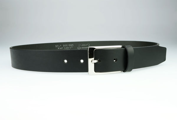 Rivet Classic Mens Black Leather Belt – Pakistan Made