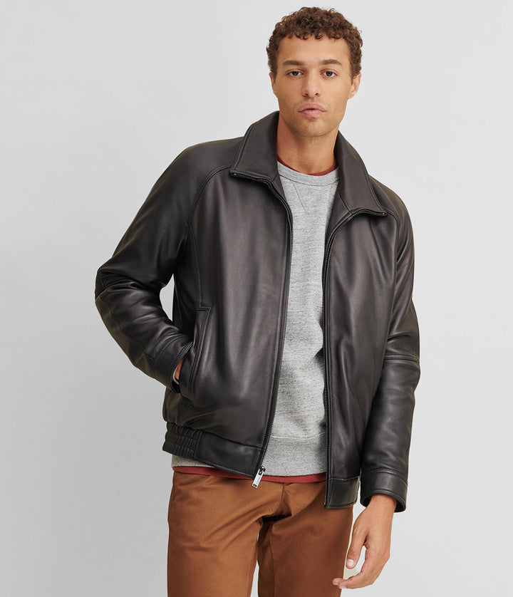 Front view of Thinsulate Lined Leather Bomber

