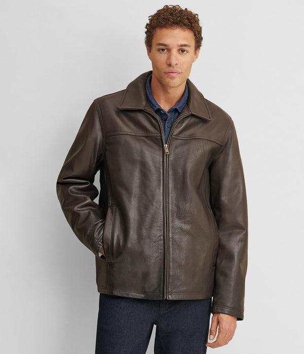 Big & Tall Leather Jacket With Thinsulate Lining