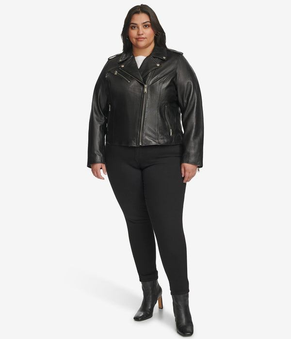 Plus Size Madeline Asymmetrical Leather Jacket