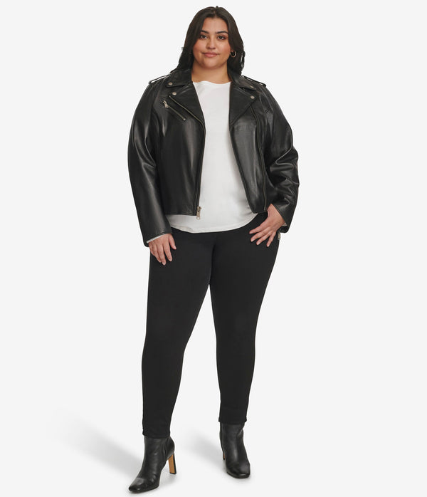 Plus Size Madeline Asymmetrical Leather Jacket