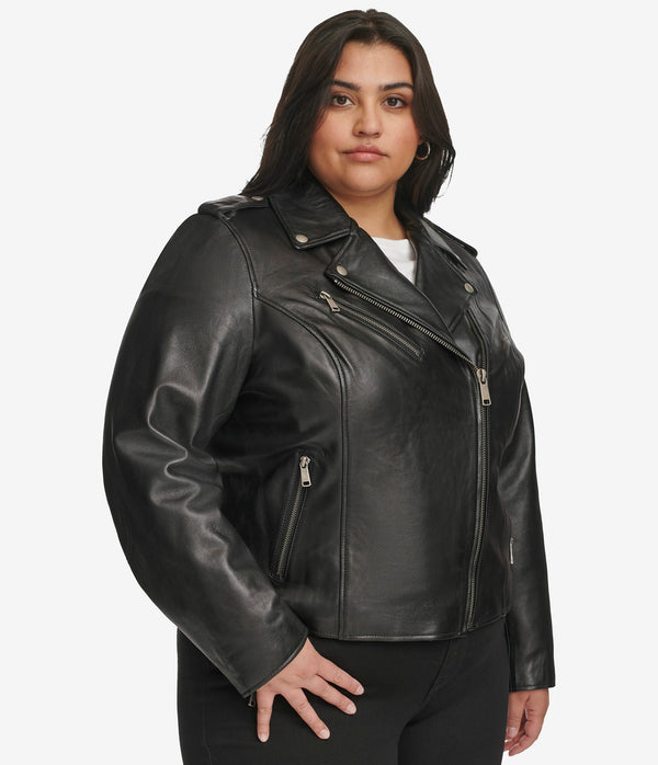 Plus Size Madeline Asymmetrical Leather Jacket