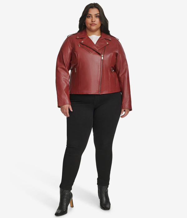 Plus Size Madeline Asymmetrical Leather Jacket