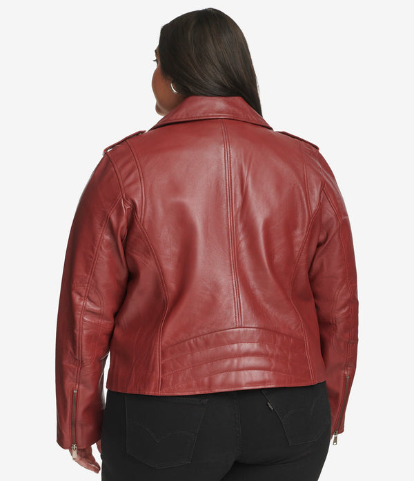 Plus Size Madeline Asymmetrical Leather Jacket