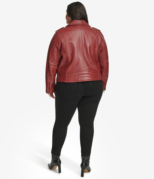 Plus Size Madeline Asymmetrical Leather Jacket