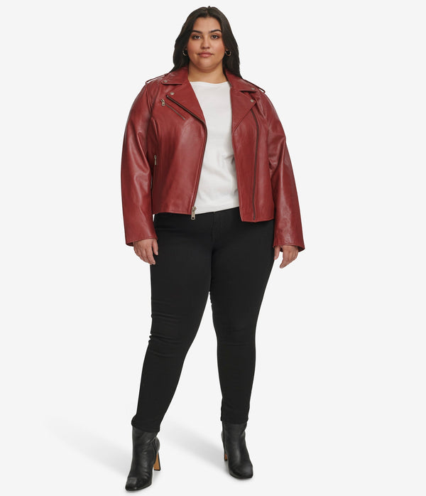 Plus Size Madeline Asymmetrical Leather Jacket