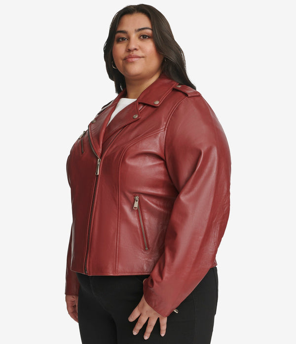 Plus Size Madeline Asymmetrical Leather Jacket