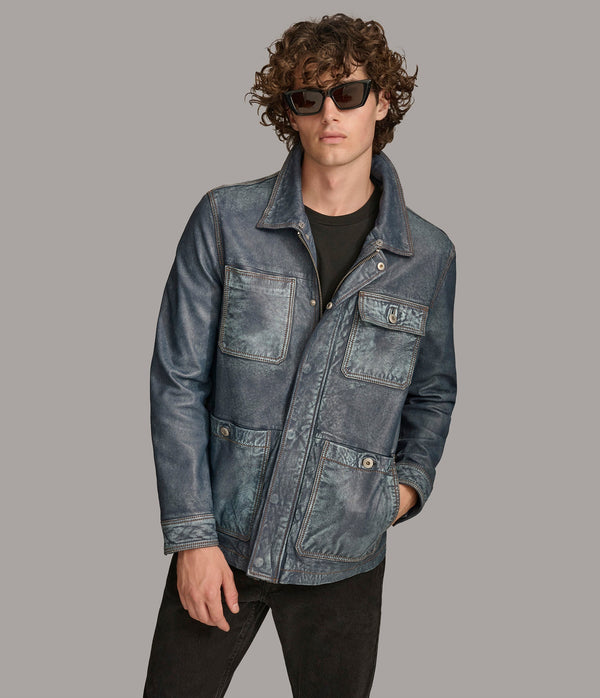 Wesley Denim Leather Chore Jacket