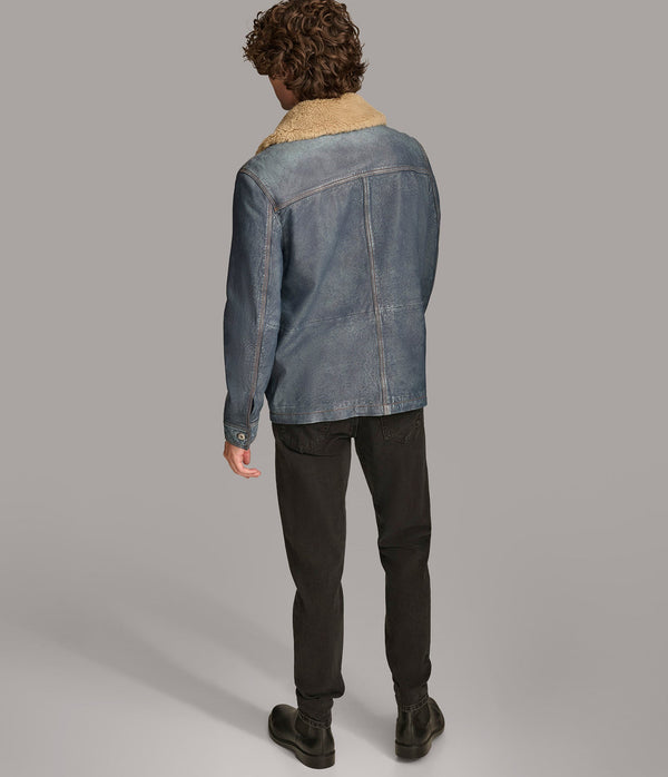 Wesley Denim Leather Chore Jacket