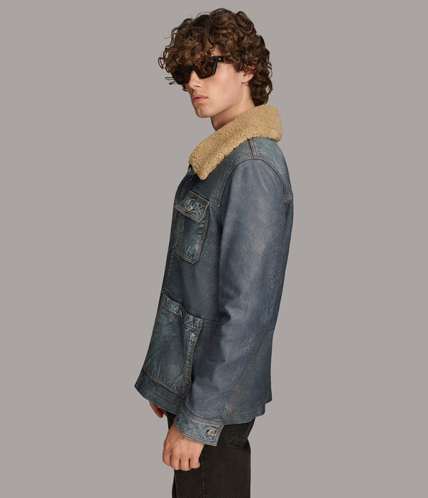 Wesley Denim Leather Chore Jacket