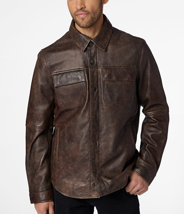 Nathan Genuine Leather Shirt Jacket