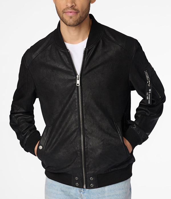 James Genuine Leather Bomber Jacket