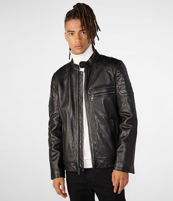 Jace Multi Pocket Racer Leather Jacket