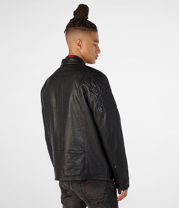 Weston Leather Jacket With Quilt Shoulder