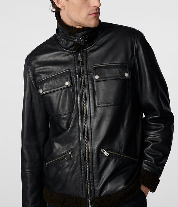 Joe Leather Moto With Sherpa Collar