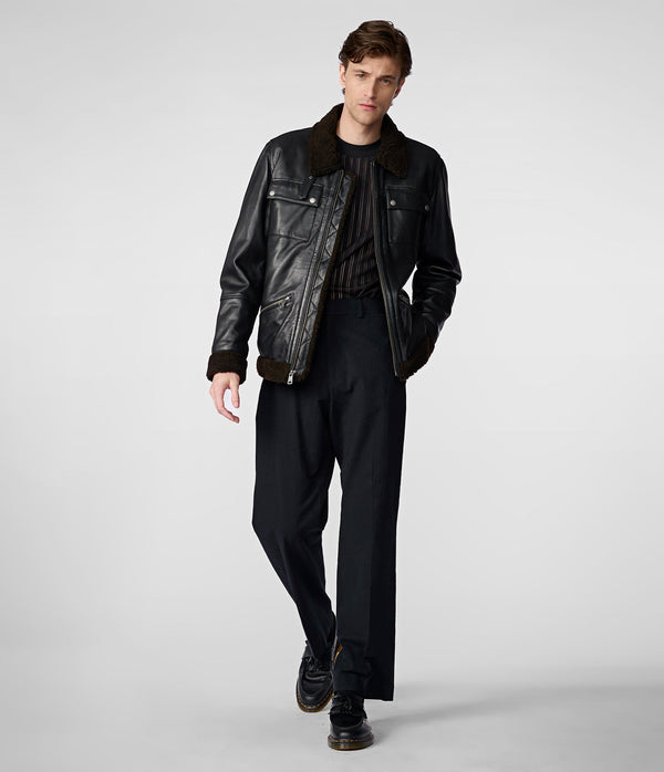 Joe Leather Moto With Sherpa Collar