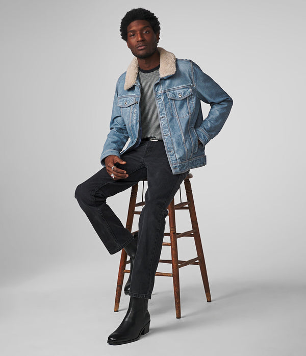 Luxton Denim Leather Jacket With Shearling