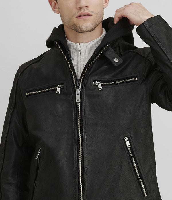 Jason Vintage Hooded Leather Jacket