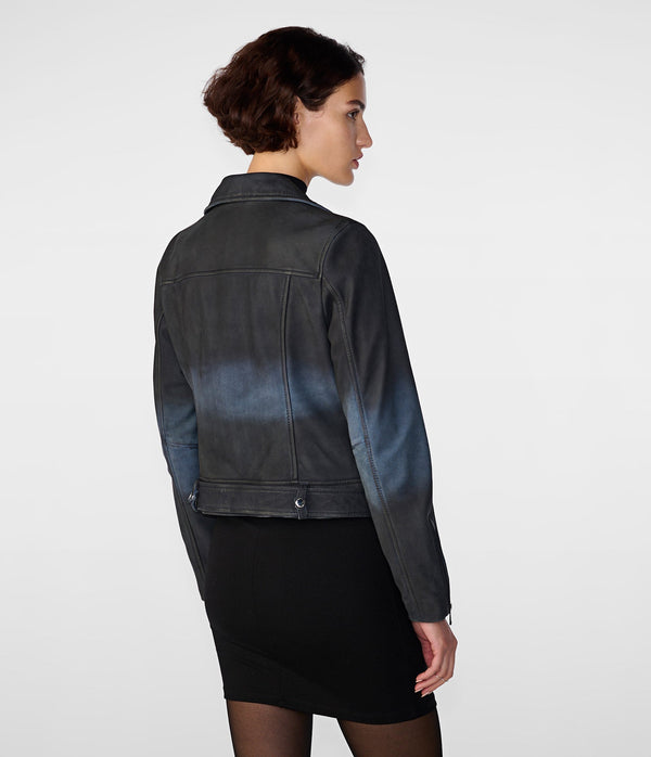 Zuri Ombre Belted Moto Jacket